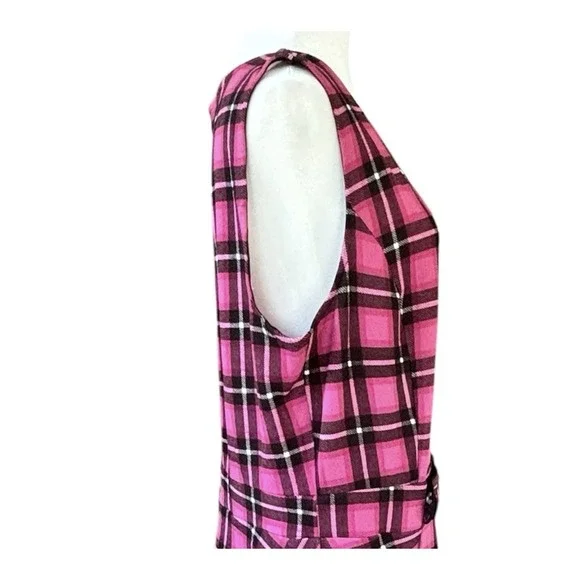 Smak Parlour 1950s Retro Pink Black Tartan Plaid Fit & Flare Dress Womens 1X/16 - Picture 6 of 11